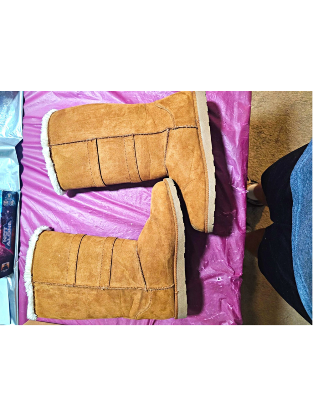 Arizona Women's Size 10 Winter Boots Chestnut Suede Faux Fur Side Button Toggle
